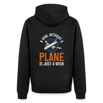 Airline-Pilot Ein Ziel ohne Flugzeug - Unisex Premium Bio Zip Hoodie - Schwarz - Hinten - Nico (187cm)