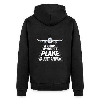 Airline-Pilot Ein Ziel ohne Flugzeug - Unisex Premium Bio Zip Hoodie - Schwarz - Hinten - Nico (187cm)