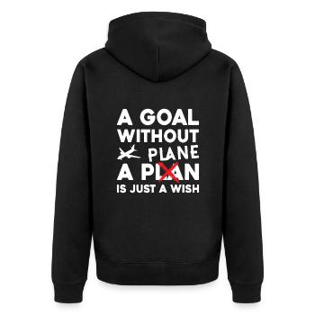 Airline-Pilot Ein Ziel ohne Flugzeug - Unisex Premium Bio Zip Hoodie - Schwarz - Hinten - Nico (187cm)