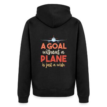 Airline-Pilot Ein Ziel ohne Flugzeug - Unisex Premium Bio Zip Hoodie - Schwarz - Hinten - Nico (187cm)