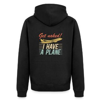 Wordplay on the subject of Airline Pilot Aviation for - Unisex Premium Organic Zip Hoodie - black - Back - Nico (187cm)