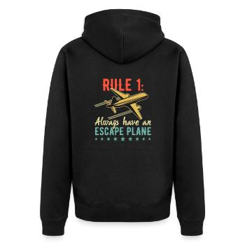 Always have an escape plane pun for a - Unisex Premium Organic Zip Hoodie - black - Back - Nico (187cm)