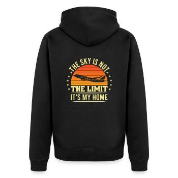 The sky is not the limit pilot aviation - Unisex Premium Organic Zip Hoodie - black - Back - Nico (187cm)