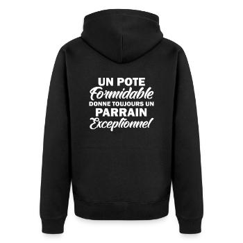 parrain exceptionnel / futur parrain - Veste à capuche bio Premium Unisexe - noir - Dos - Nico (187cm)