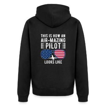 Aircraft Pun Airmazing Pilot - Pilote de ligne - Veste à capuche bio Premium Unisexe - noir - Dos - Nico (187cm)