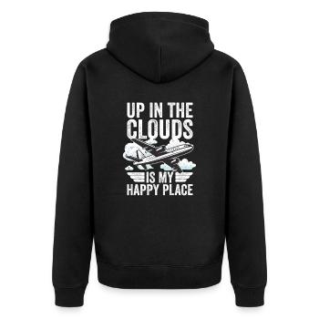 Zitat für fliegende Berufspiloten Retro Flugzeug - Unisex Premium Bio Zip Hoodie - Schwarz - Hinten - Nico (187cm)