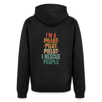 Pilot spelling mistakes for a search and - Unisex Premium Organic Zip Hoodie - black - Back - Nico (187cm)