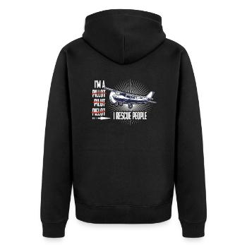 Fautes d’orthographe pour un pilote de sauvetage - Veste à capuche bio Premium Unisexe - noir - Dos - Nico (187cm)
