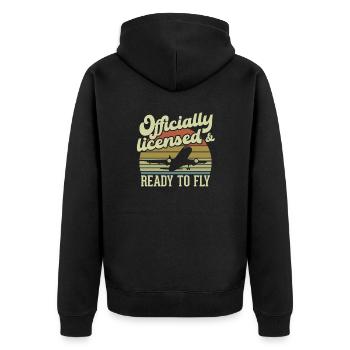 Flight license for a licensed pilot - Unisex Premium Organic Zip Hoodie - black - Back - Nico (187cm)