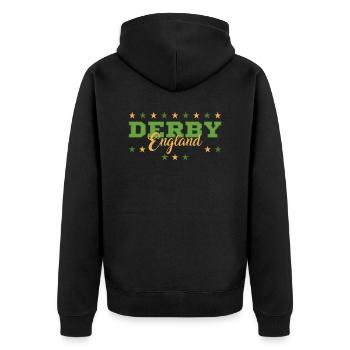 Derby - Unisex Premium Organic Zip Hoodie - black - Back - Nico (187cm)