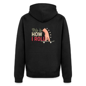 Fingerboard Finger Skateboarding Fingerboarding - Unisex Premium Bio Zip Hoodie - Schwarz - Hinten - Nico (187cm)