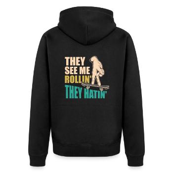 Fingerboard Finger Skateboarding Fingerboarding - Unisex Premium Bio Zip Hoodie - Schwarz - Hinten - Nico (187cm)