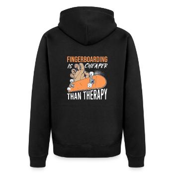 Fingerboard Finger Skateboarding Spruch. Retro - Unisex Premium Bio Zip Hoodie - Schwarz - Hinten - Nico (187cm)