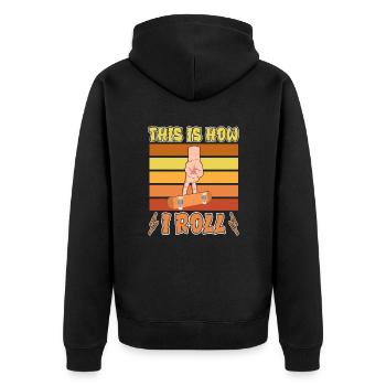 Fingerboard Finger Skateboarding How I Roll - Unisex Premium Organic Zip Hoodie - black - Back - Nico (187cm)