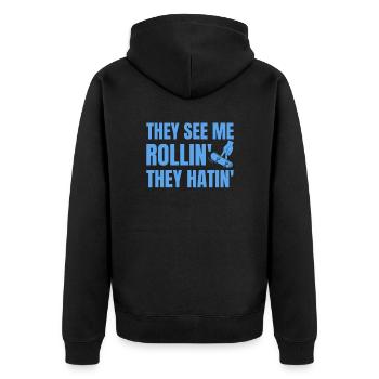 Fingerboard Finger Skateboarding Fingerboarding - Unisex Premium Bio Zip Hoodie - Schwarz - Hinten - Nico (187cm)