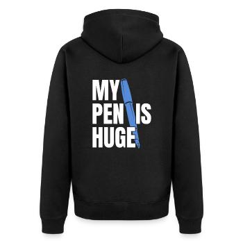 Mein Stift ist riesig - Unisex Premium Bio Zip Hoodie - Schwarz - Hinten - Nico (187cm)