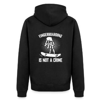 Lustiger Fingerboard-Fingerboard-Fingerboard-Trick - Unisex Premium Bio Zip Hoodie - Schwarz - Hinten - Nico (187cm)