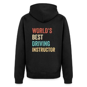 Weltbester Fahrlehrer Fahrschule - Unisex Premium Bio Zip Hoodie - Schwarz - Hinten - Nico (187cm)