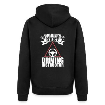Weltbester Fahrlehrer - Unisex Premium Bio Zip Hoodie - Schwarz - Hinten - Nico (187cm)