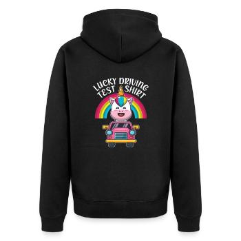 Driving test - Driving test Driving licence - Unisex Premium Organic Zip Hoodie - black - Back - Nico (187cm)