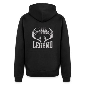 Hirschjagd Legende Jäger HIrschgeweih - Unisex Premium Bio Zip Hoodie - Schwarz - Hinten - Nico (187cm)