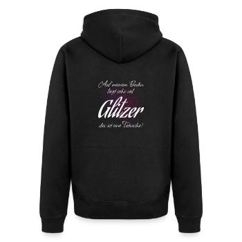 Glitter lies on ground Facts Saying Gift - Unisex Premium Organic Zip Hoodie - black - Back - Nico (187cm)