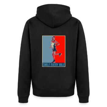 Smile Every Mile - Running Training Marathon Running - Unisex Premium Organic Zip Hoodie - black - Back - Nico (187cm)