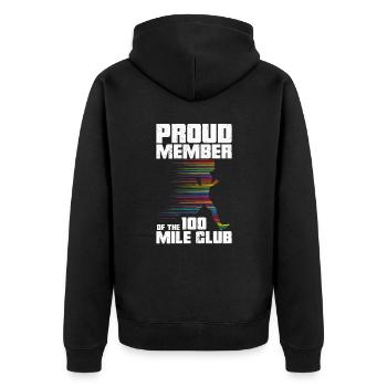 100 Mile Club Ultra Run Trail Running Ultrarunners - Unisex Premium Organic Zip Hoodie - black - Back - Nico (187cm)