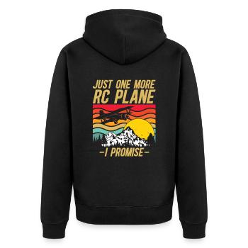 RC Flugzeug Modellbau Modellflieger - Unisex Premium Bio Zip Hoodie - Schwarz - Hinten - Nico (187cm)