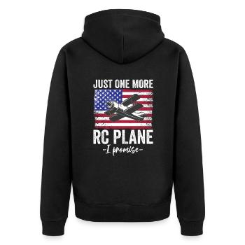 RC Flugzeug Modellbau Modellflieger - Unisex Premium Bio Zip Hoodie - Schwarz - Hinten - Nico (187cm)