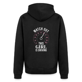 Driving licence test Driving test - Unisex Premium Organic Zip Hoodie - black - Back - Nico (187cm)