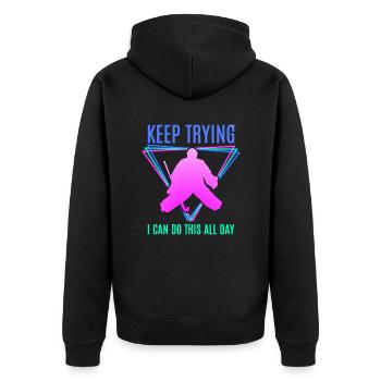 Field Hockey Goalie Hockey Goalie Saying - Unisex Premium Organic Zip Hoodie - black - Back - Nico (187cm)