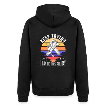 Field Hockey Goalie Hockey Goalie Saying - Unisex Premium Organic Zip Hoodie - black - Back - Nico (187cm)