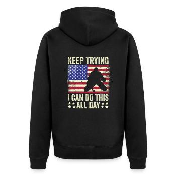 Field Hockey Goalie Hockey Goalie Saying - Unisex Premium Organic Zip Hoodie - black - Back - Nico (187cm)