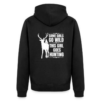 Hirschjagd Jägerin Spruch Jagd - Unisex Premium Bio Zip Hoodie - Schwarz - Hinten - Nico (187cm)