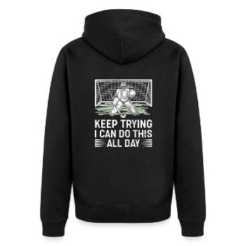 Field Hockey Goalie Hockey Goalie Saying - Unisex Premium Organic Zip Hoodie - black - Back - Nico (187cm)