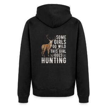 Hirschjagd Jägerin Spruch Jagd - Unisex Premium Bio Zip Hoodie - Schwarz - Hinten - Nico (187cm)