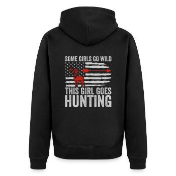 Hirschjagd Jägerin Spruch Jagd - Unisex Premium Bio Zip Hoodie - Schwarz - Hinten - Nico (187cm)