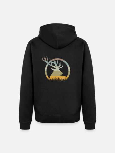 Deer - Unisex Premium Organic Zip Hoodie - black