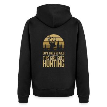 Hirschjagd Jägerin Spruch Jagd - Unisex Premium Bio Zip Hoodie - Schwarz - Hinten - Nico (187cm)