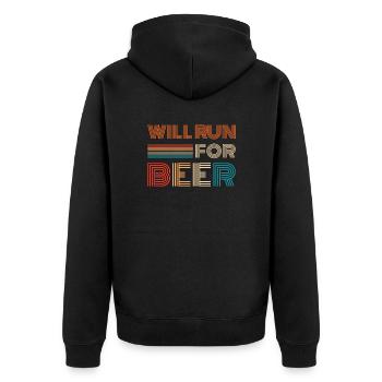 Courra pour les coureurs drôles de bière - Veste à capuche bio Premium Unisexe - noir - Dos - Nico (187cm)