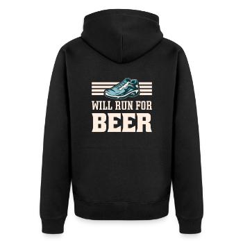 Will Run For Beer Lustige Läufer - Unisex Premium Bio Zip Hoodie - Schwarz - Hinten - Nico (187cm)