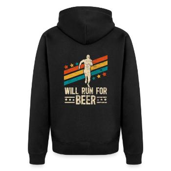 Courra pour les coureurs drôles de bière - Veste à capuche bio Premium Unisexe - noir - Dos - Nico (187cm)