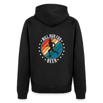 Courra pour les coureurs drôles de bière - Veste à capuche bio Premium Unisexe - noir - Dos - Nico (187cm)