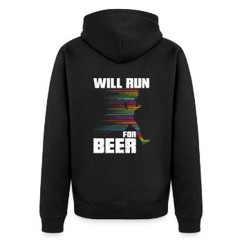 Will Run For Beer Lustige Läufer - Unisex Premium Bio Zip Hoodie - Schwarz - Hinten - Nico (187cm)