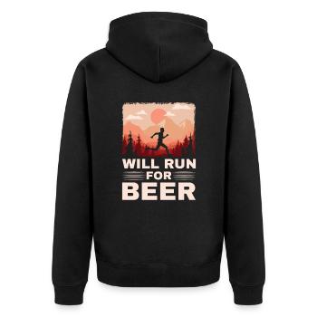 Will Run For Beer Funny Runners - Unisex Premium Organic Zip Hoodie - black - Back - Nico (187cm)