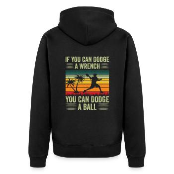 Retro Dodgeball Team Sport - Unisex Premium Organic Zip Hoodie - black - Back - Nico (187cm)