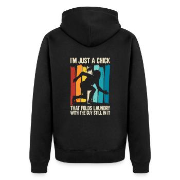 Funny Brazilian Jiu Jitsu Quote BJJ Women - Unisex Premium Organic Zip Hoodie - black - Back - Nico (187cm)