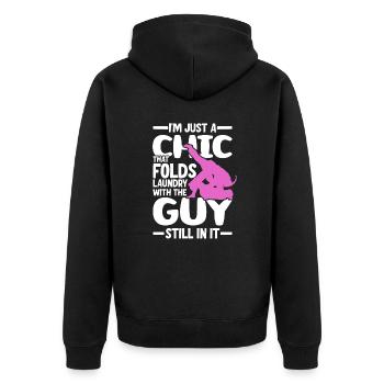 Funny Brazilian Jiu Jitsu Quote BJJ Women - Unisex Premium Organic Zip Hoodie - black - Back - Nico (187cm)