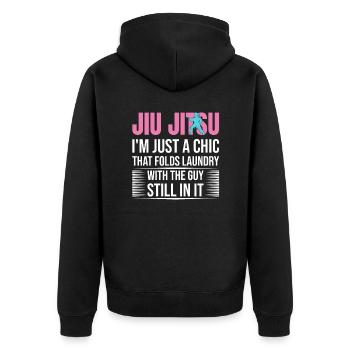 Funny Brazilian Jiu Jitsu Quote BJJ Women - Unisex Premium Organic Zip Hoodie - black - Back - Nico (187cm)